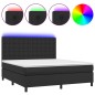 vidaXL Boxspringbett mit Matratze & LED Schwarz 180x200 cm Kunstleder vidaXL Boxspringbett mit Matratze & LED Schwarz 180x200 cm Kunstleder
