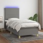 vidaXL Boxspringbett mit Matratze & LED Dunkelgrau 80x200 cm Stoff vidaXL Boxspringbett mit Matratze & LED Dunkelgrau 80x200 cm Stoff