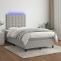 vidaXL Boxspringbett mit Matratze & LED Hellgrau 120x200 cm Stoff vidaXL Boxspringbett mit Matratze & LED Hellgrau 120x200 cm Stoff