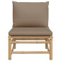 Garten-Mittelsofa mit Taupe Kissen Bambus Garten-Mittelsofa mit Taupe Kissen Bambus