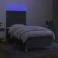 vidaXL Boxspringbett mit Matratze & LED Dunkelgrau 90x190 cm Stoff vidaXL Boxspringbett mit Matratze & LED Dunkelgrau 90x190 cm Stoff