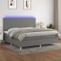 vidaXL Boxspringbett mit Matratze & LED Dunkelgrau 200x200 cm Stoff vidaXL Boxspringbett mit Matratze & LED Dunkelgrau 200x200 cm Stoff