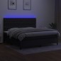 vidaXL Boxspringbett mit Matratze & LED Schwarz 200x200 cm Stoff vidaXL Boxspringbett mit Matratze & LED Schwarz 200x200 cm Stoff