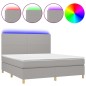 vidaXL Boxspringbett mit Matratze & LED Hellgrau 180x200 cm Stoff vidaXL Boxspringbett mit Matratze & LED Hellgrau 180x200 cm Stoff