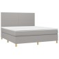 vidaXL Boxspringbett mit Matratze & LED Hellgrau 180x200 cm Stoff vidaXL Boxspringbett mit Matratze & LED Hellgrau 180x200 cm Stoff