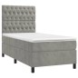 vidaXL Boxspringbett mit Matratze & LED Hellgrau 80x200 cm Samt vidaXL Boxspringbett mit Matratze & LED Hellgrau 80x200 cm Samt