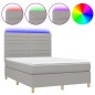 vidaXL Boxspringbett mit Matratze & LED Hellgrau 140x200 cm Stoff vidaXL Boxspringbett mit Matratze & LED Hellgrau 140x200 cm Stoff