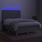 vidaXL Boxspringbett mit Matratze & LED Hellgrau 140x200 cm Stoff vidaXL Boxspringbett mit Matratze & LED Hellgrau 140x200 cm Stoff