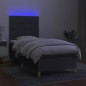 vidaXL Boxspringbett mit Matratze & LED Dunkelgrau 80x200 cm Stoff vidaXL Boxspringbett mit Matratze & LED Dunkelgrau 80x200 cm Stoff