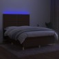 vidaXL Boxspringbett mit Matratze & LED Dunkelbraun 140x190 cm Stoff vidaXL Boxspringbett mit Matratze & LED Dunkelbraun 140x190 cm Stoff