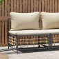 Garten-Mittelsofa mit Beige Kissen Poly Rattan Garten-Mittelsofa mit Beige Kissen Poly Rattan