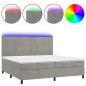 vidaXL Boxspringbett mit Matratze & LED Hellgrau 200x200 cm Samt vidaXL Boxspringbett mit Matratze & LED Hellgrau 200x200 cm Samt