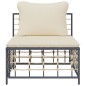 Garten-Mittelsofa mit Beige Kissen Poly Rattan Garten-Mittelsofa mit Beige Kissen Poly Rattan