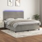 vidaXL Boxspringbett mit Matratze & LED Hellgrau 180x200 cm Samt vidaXL Boxspringbett mit Matratze & LED Hellgrau 180x200 cm Samt
