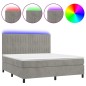 vidaXL Boxspringbett mit Matratze & LED Hellgrau 180x200 cm Samt vidaXL Boxspringbett mit Matratze & LED Hellgrau 180x200 cm Samt