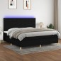 vidaXL Boxspringbett mit Matratze & LED Schwarz 200x200 cm Stoff vidaXL Boxspringbett mit Matratze & LED Schwarz 200x200 cm Stoff