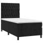 vidaXL Boxspringbett mit Matratze & LED Schwarz 90x190 cm Samt vidaXL Boxspringbett mit Matratze & LED Schwarz 90x190 cm Samt