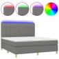 vidaXL Boxspringbett mit Matratze & LED Dunkelgrau 180x200 cm Stoff vidaXL Boxspringbett mit Matratze & LED Dunkelgrau 180x200 cm Stoff
