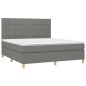 vidaXL Boxspringbett mit Matratze & LED Dunkelgrau 180x200 cm Stoff vidaXL Boxspringbett mit Matratze & LED Dunkelgrau 180x200 cm Stoff