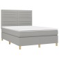 vidaXL Boxspringbett mit Matratze & LED Hellgrau 140x190 cm Stoff vidaXL Boxspringbett mit Matratze & LED Hellgrau 140x190 cm Stoff