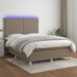 vidaXL Boxspringbett mit Matratze & LED Taupe 140x200 cm Stoff