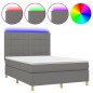 vidaXL Boxspringbett mit Matratze & LED Dunkelgrau 140x190 cm Stoff vidaXL Boxspringbett mit Matratze & LED Dunkelgrau 140x190 cm Stoff