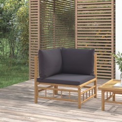vidaXL Garten-Ecksofa mit Dunkelgrauen Kissen Bambus