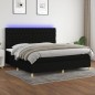 vidaXL Boxspringbett mit Matratze & LED Schwarz 200x200 cm Stoff vidaXL Boxspringbett mit Matratze & LED Schwarz 200x200 cm Stoff