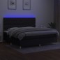 vidaXL Boxspringbett mit Matratze & LED Schwarz 200x200 cm Stoff vidaXL Boxspringbett mit Matratze & LED Schwarz 200x200 cm Stoff