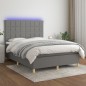 vidaXL Boxspringbett mit Matratze & LED Dunkelgrau 140x200 cm Stoff vidaXL Boxspringbett mit Matratze & LED Dunkelgrau 140x200 cm Stoff