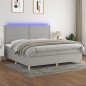 vidaXL Boxspringbett mit Matratze & LED Hellgrau 200x200 cm Stoff vidaXL Boxspringbett mit Matratze & LED Hellgrau 200x200 cm Stoff