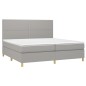 vidaXL Boxspringbett mit Matratze & LED Hellgrau 200x200 cm Stoff vidaXL Boxspringbett mit Matratze & LED Hellgrau 200x200 cm Stoff