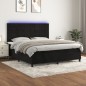 vidaXL Boxspringbett mit Matratze & LED Schwarz 180x200 cm Samt vidaXL Boxspringbett mit Matratze & LED Schwarz 180x200 cm Samt