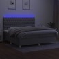 vidaXL Boxspringbett mit Matratze & LED Hellgrau 200x200 cm Stoff vidaXL Boxspringbett mit Matratze & LED Hellgrau 200x200 cm Stoff