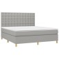 vidaXL Boxspringbett mit Matratze & LED Hellgrau 180x200 cm Stoff vidaXL Boxspringbett mit Matratze & LED Hellgrau 180x200 cm Stoff