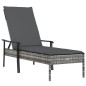vidaXL Sonnenliege mit Auflage Grau Poly Rattan vidaXL Sonnenliege mit Auflage Grau Poly Rattan