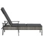 vidaXL Sonnenliege mit Auflage Grau Poly Rattan vidaXL Sonnenliege mit Auflage Grau Poly Rattan