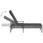 vidaXL Sonnenliege mit Auflage Grau Poly Rattan vidaXL Sonnenliege mit Auflage Grau Poly Rattan