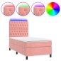 vidaXL Boxspringbett mit Matratze & LED Rosa 90x200 cm Samt vidaXL Boxspringbett mit Matratze & LED Rosa 90x200 cm Samt