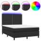 vidaXL Boxspringbett mit Matratze & LED Schwarz 140x200 cm Kunstleder vidaXL Boxspringbett mit Matratze & LED Schwarz 140x200 cm Kunstleder