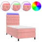 vidaXL Boxspringbett mit Matratze & LED Rosa 100x200 cm Samt vidaXL Boxspringbett mit Matratze & LED Rosa 100x200 cm Samt