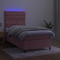 vidaXL Boxspringbett mit Matratze & LED Rosa 100x200 cm Samt vidaXL Boxspringbett mit Matratze & LED Rosa 100x200 cm Samt