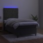 vidaXL Boxspringbett mit Matratze & LED Dunkelgrau 100x200 cm Samt vidaXL Boxspringbett mit Matratze & LED Dunkelgrau 100x200 cm Samt