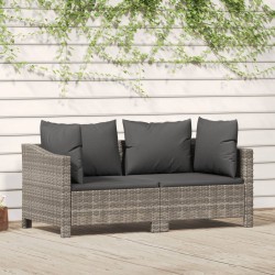 vidaXL 2-tlg. Garten-Lounge-Set mit Kissen Grau Poly Rattan