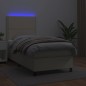vidaXL Boxspringbett mit Matratze & LED Creme 100x200 cm Kunstleder vidaXL Boxspringbett mit Matratze & LED Creme 100x200 cm Kunstleder