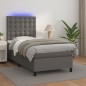 vidaXL Boxspringbett mit Matratze & LED Grau 100x200 cm Kunstleder vidaXL Boxspringbett mit Matratze & LED Grau 100x200 cm Kunstleder