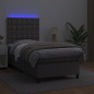 vidaXL Boxspringbett mit Matratze & LED Grau 100x200 cm Kunstleder vidaXL Boxspringbett mit Matratze & LED Grau 100x200 cm Kunstleder