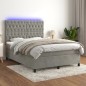 vidaXL Boxspringbett mit Matratze & LED Hellgrau 140x200 cm Samt vidaXL Boxspringbett mit Matratze & LED Hellgrau 140x200 cm Samt