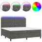 vidaXL Boxspringbett mit Matratze & LED Dunkelgrau 200x200 cm Samt vidaXL Boxspringbett mit Matratze & LED Dunkelgrau 200x200 cm Samt