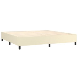 vidaXL Boxspringbett mit Matratze & LED Creme 200x200 cm Kunstleder